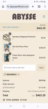 BREANNE20 coupon verification screenshot