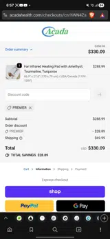 PREMIER coupon verification screenshot