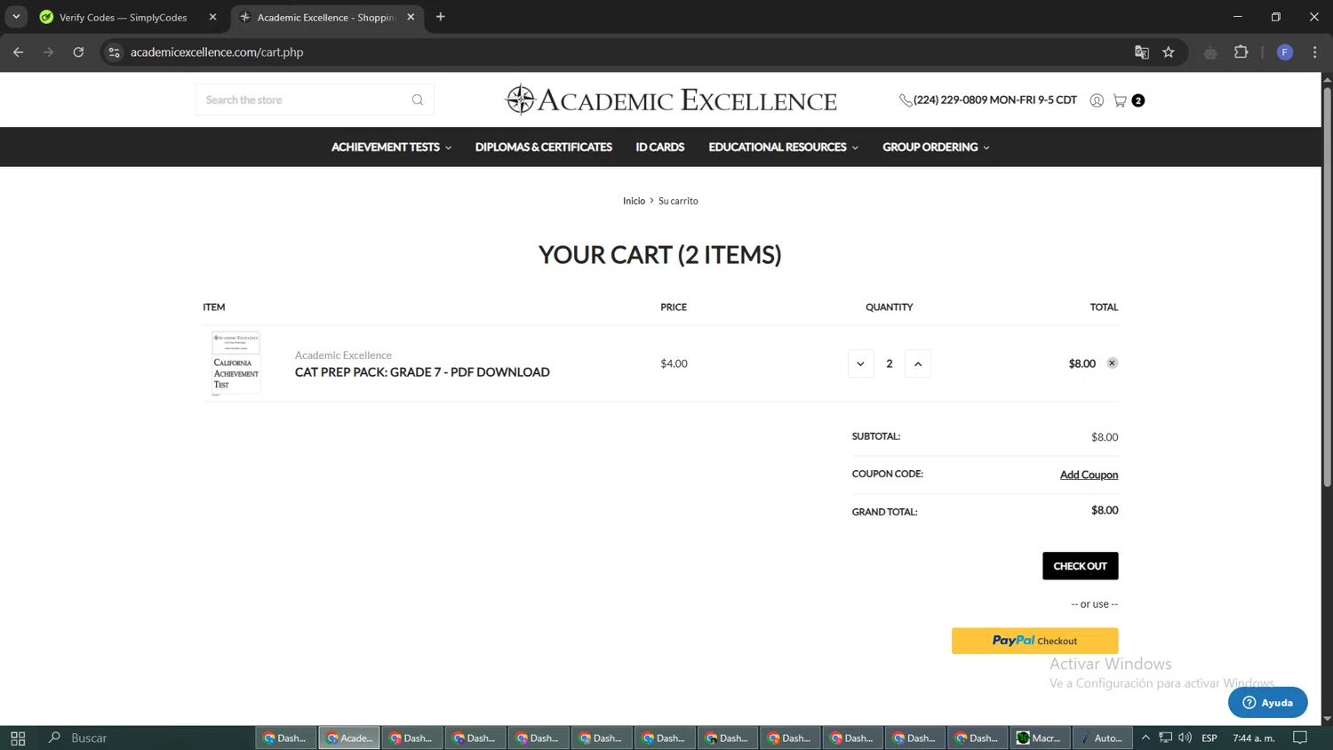 Academic Excellence checkout page showing Academic Excellence promo code box | Screenshot taken by SimplyCodes community member on Mar 31, 2025