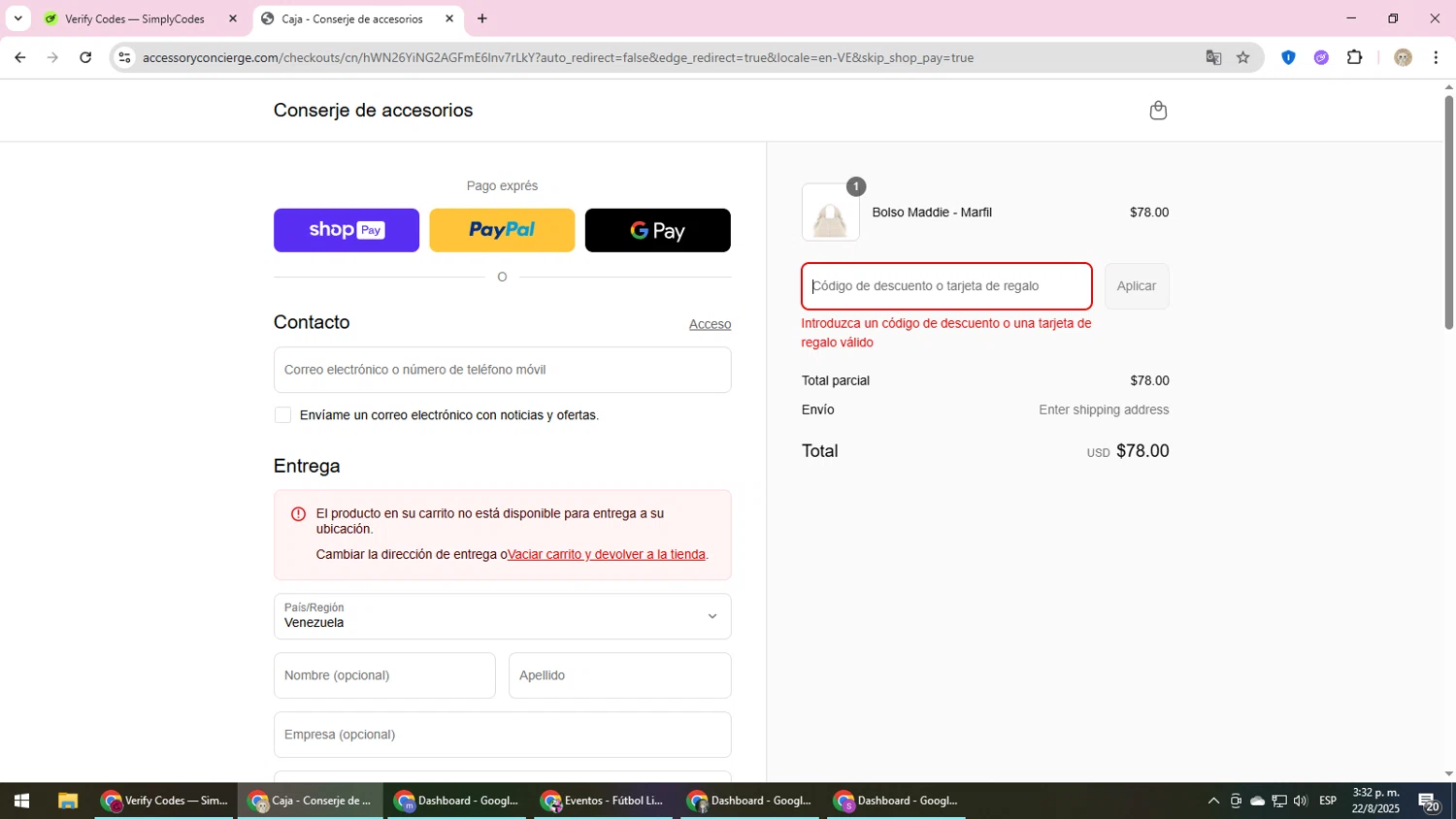 Accessory Concierge promo code screenshot showing code MINI applied at Accessory Concierge checkout page. Uploaded by SimplyCodes community member NobleScholar4826 on Aug 22, 2025