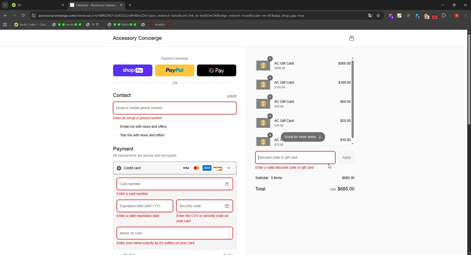 Accessory Concierge promo code screenshot showing code Welcome applied at Accessory Concierge checkout page. Uploaded by SimplyCodes community member RebateCaptain6918 on Aug 23, 2025