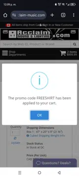 FREESHIRT coupon verification screenshot