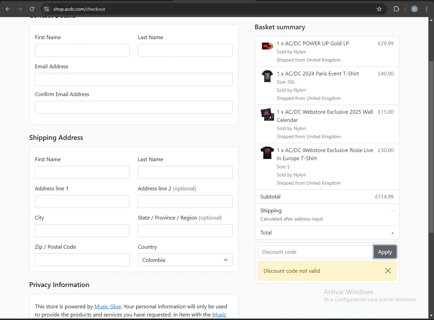 Ac/Dc promo code screenshot showing code SUMMER applied at Ac/Dc checkout page. Uploaded by SimplyCodes community member ExtraordinaryMonarch4598 on Feb 2, 2025