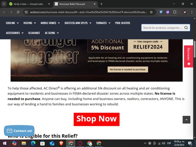 AC Direct checkout page showing AC Direct discount code box | Screenshot taken by SimplyCodes community member on Aug 23, 2025