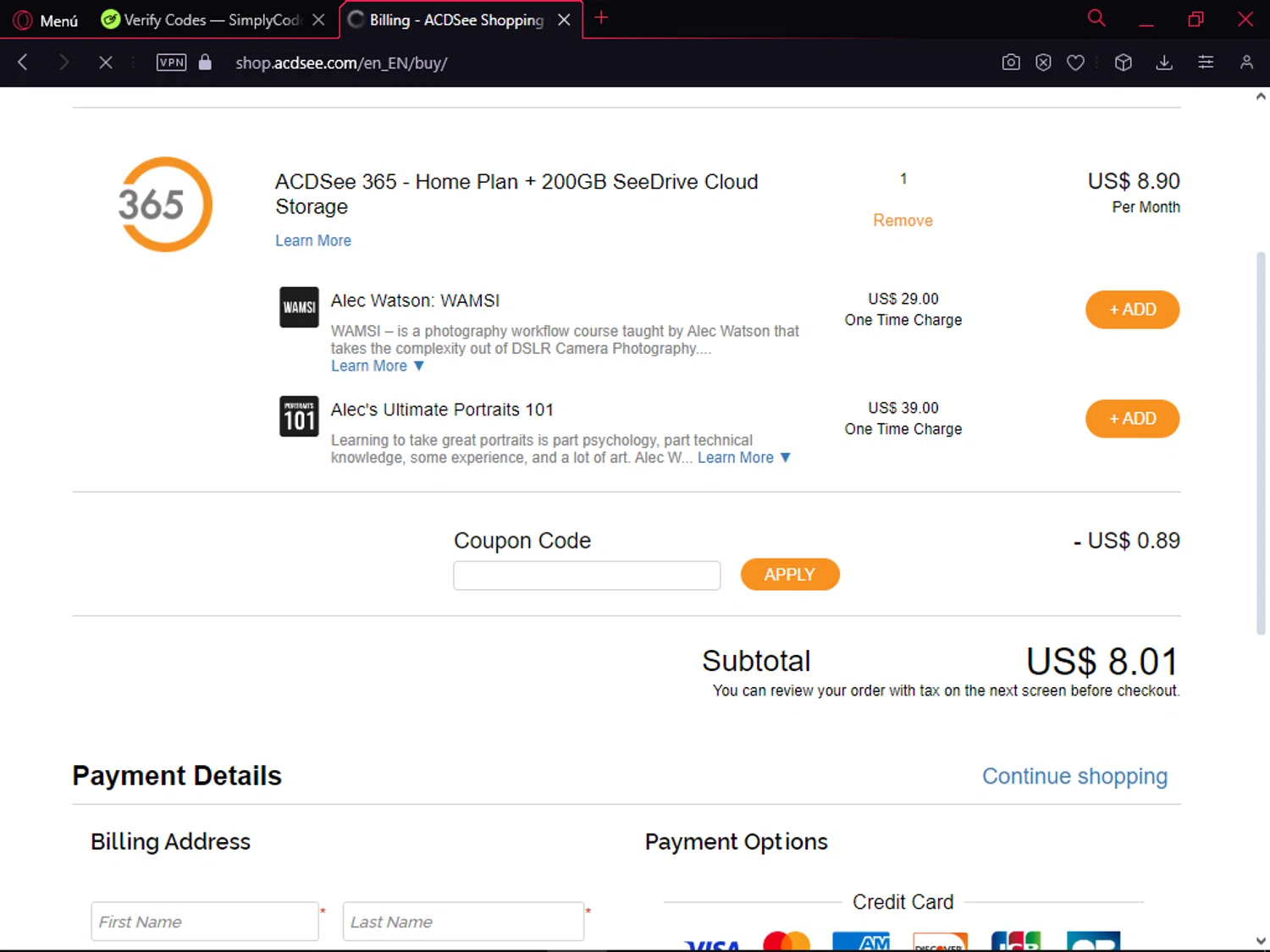 where to use ACDSee promo code box