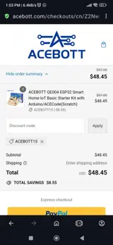 Acebott15 coupon verification screenshot