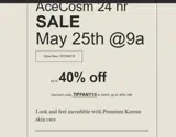 AceCosm coupon verification screenshot