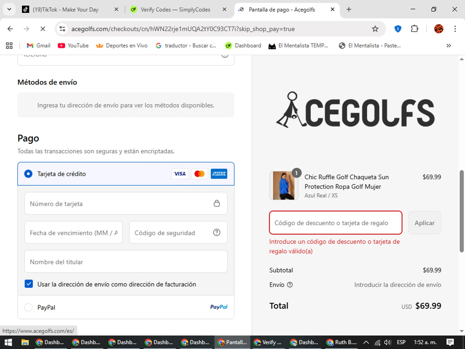 Acegolfs coupon code screenshot showing code 50JULY applied at Acegolfs checkout page. Uploaded by SimplyCodes community member Rodolfo on Aug 21, 2025