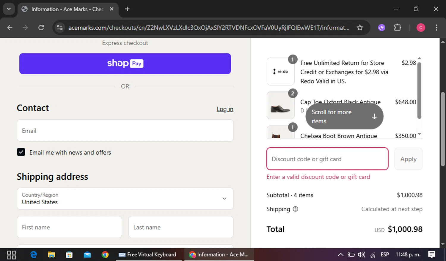 Ace Marks discount code screenshot showing code 2X5JNST21 applied at Ace Marks checkout page. Uploaded by SimplyCodes community member ricardokaka7 on May 14, 2025