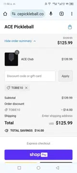 Tobie10 coupon verification screenshot