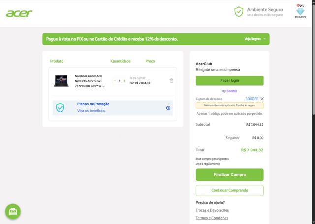 Acer checkout page showing Acer promo code box | Screenshot taken by SimplyCodes community member on Sep 22, 2025