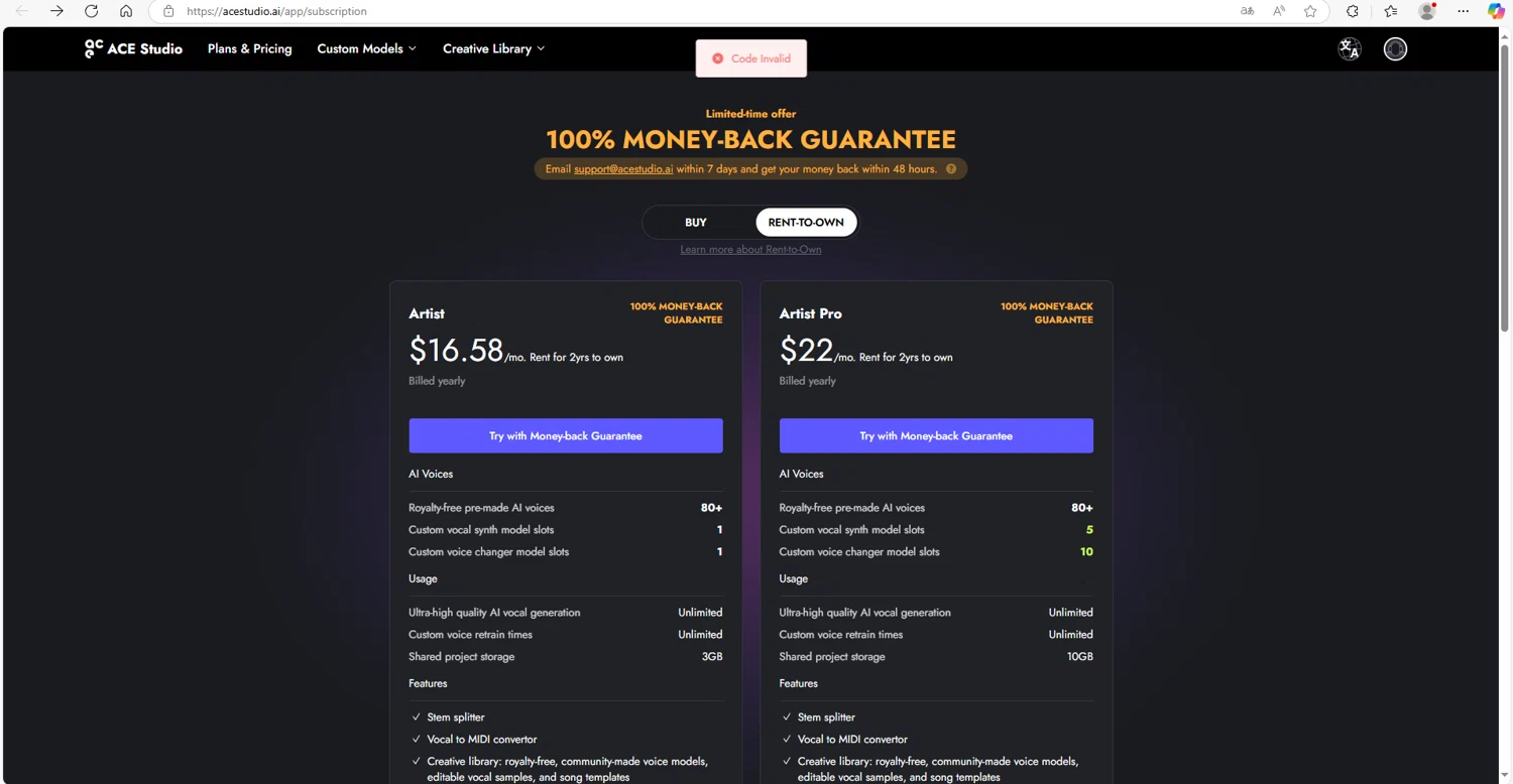 ACE Studio discount code screenshot showing code SPRING10 applied at ACE Studio checkout page. Uploaded by SimplyCodes community member rafaelmarquez on Jun 6, 2025