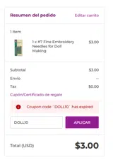 DOLL10 coupon verification screenshot