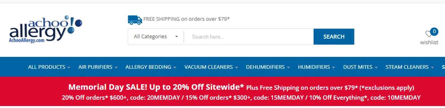 AchooAllergy promo code screenshot showing code 15MEMDAY applied at AchooAllergy checkout page. Uploaded by SimplyCodes community member diacelysduartesuarez on May 21, 2026