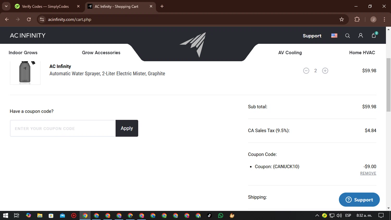 where to use AC Infinity promo code box
