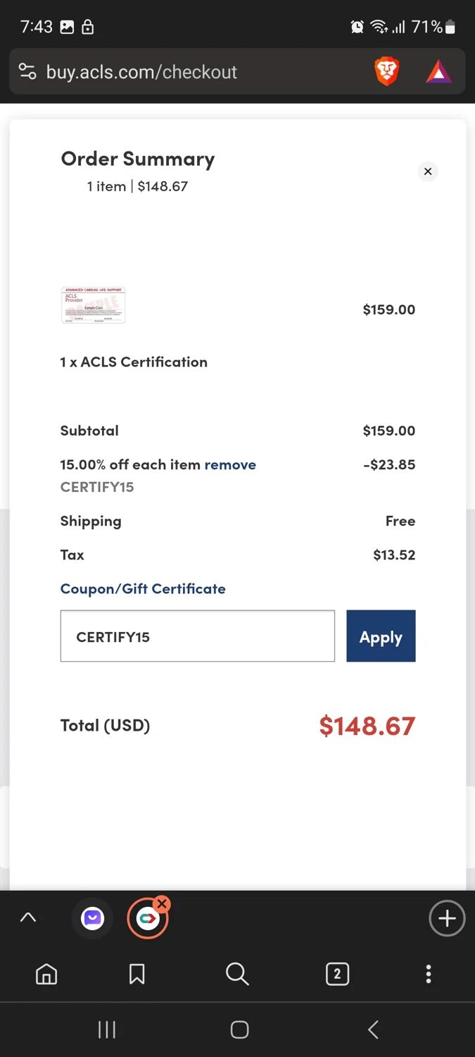 where to use ACLS promo code box