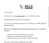 ACLS10 coupon verification screenshot