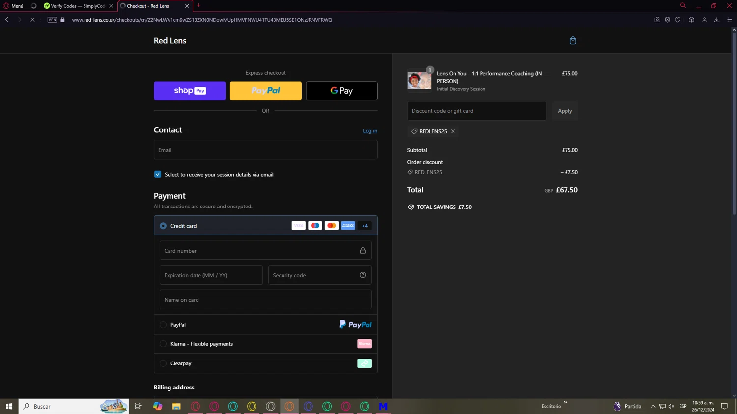 Acme Studio checkout page showing Acme Studio promo code box | Screenshot taken by SimplyCodes community member on Dec 26, 2024