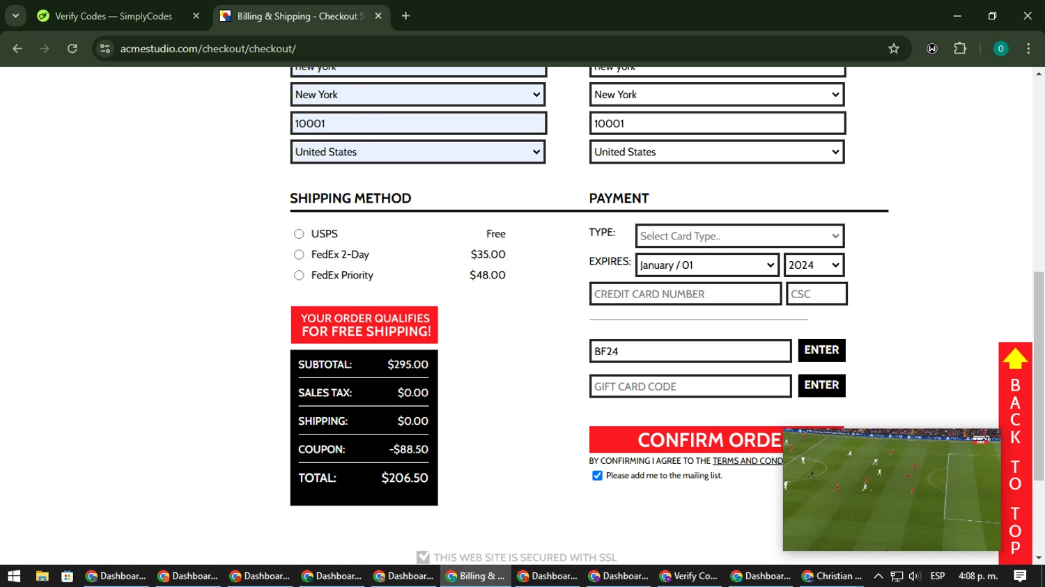 Acme Studio checkout page showing Acme Studio promo code box | Screenshot taken by SimplyCodes community member on Nov 27, 2024