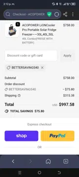 bettersavings40 coupon verification screenshot
