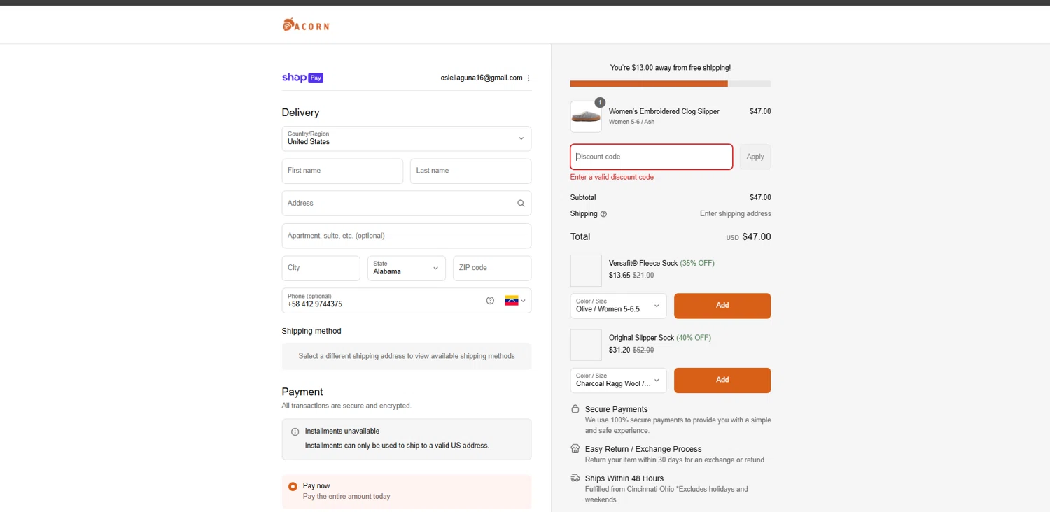 Acorn promo code screenshot showing code closeout applied at Acorn checkout page. Uploaded by SimplyCodes community member ishidashoya on Aug 20, 2025