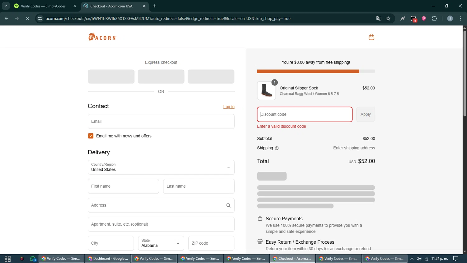 Acorn promo code screenshot showing code rachel25 applied at Acorn checkout page. Uploaded by SimplyCodes community member CashShopper1214 on Aug 12, 2025