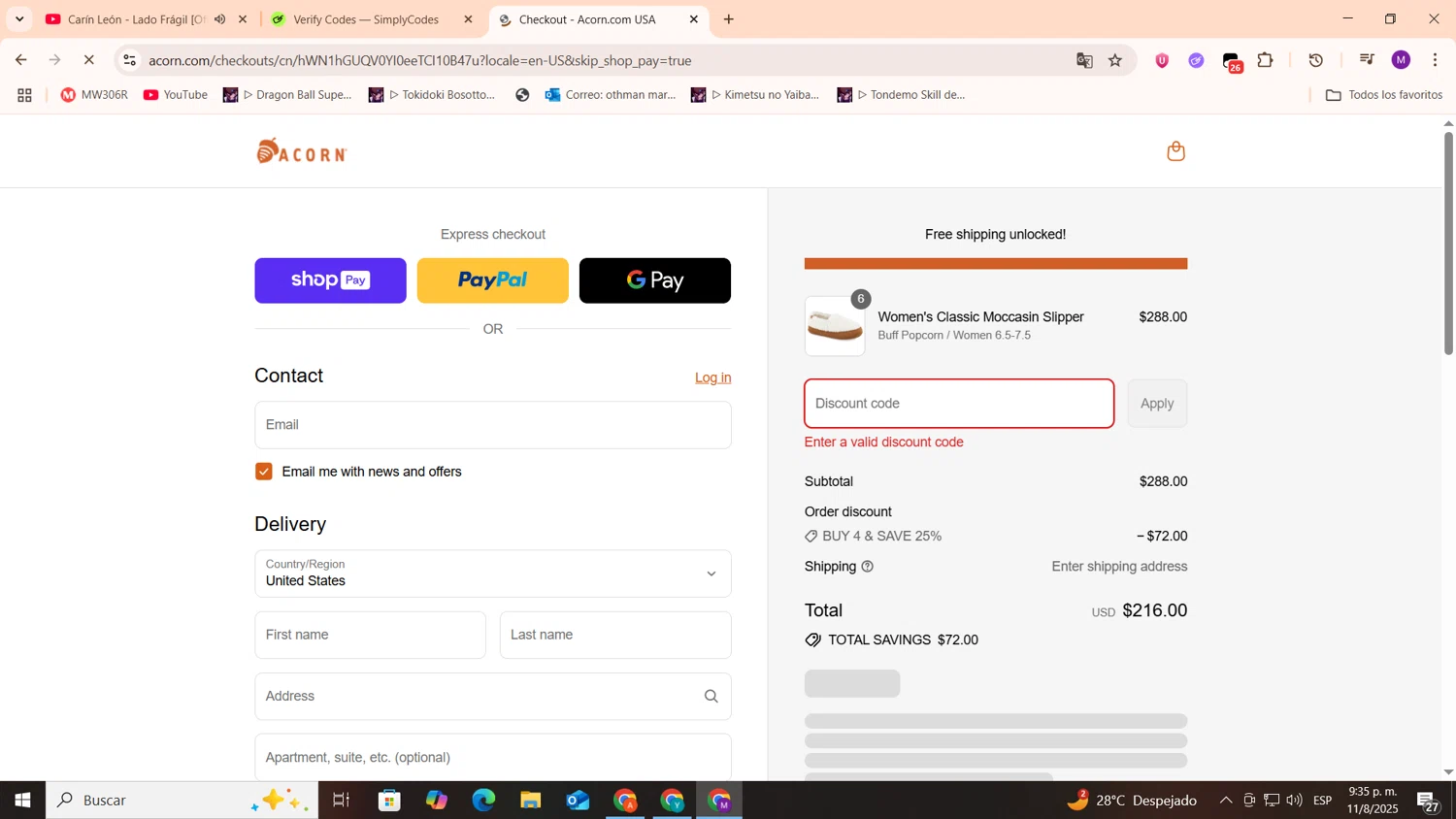 Acorn promo code screenshot showing code rachel25 applied at Acorn checkout page. Uploaded by SimplyCodes community member cod_gakpo on Aug 12, 2025