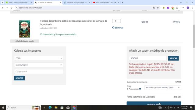 Acorn Online checkout page showing Acorn Online promo code box | Screenshot taken by SimplyCodes community member on Aug 3, 2024