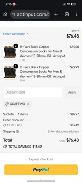 GOAFTWO coupon verification screenshot