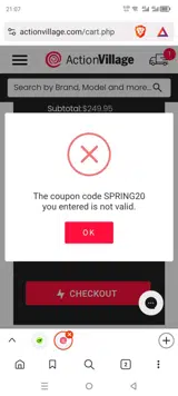 SPRING20 coupon verification screenshot