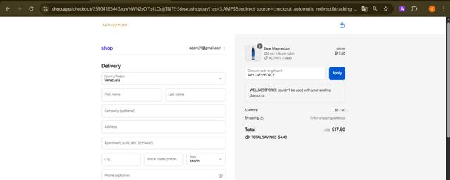 Activation Products checkout page showing Activation Products coupon code box | Screenshot taken by SimplyCodes community member on Sep 12, 2025
