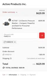 FARID10 coupon verification screenshot