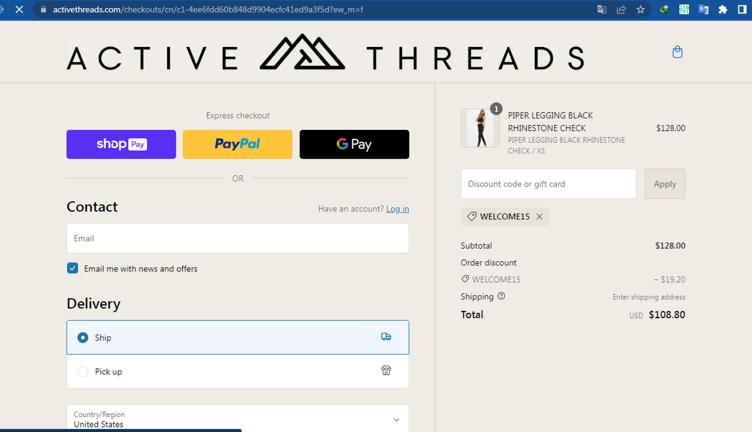 Active Threads Promo Codes - 15% Off Coupons Jan 2026