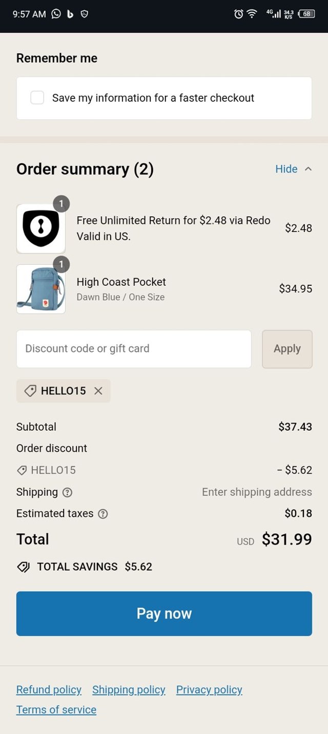 Active Threads checkout page showing Active Threads discount code box | Screenshot taken by SimplyCodes community member on May 15, 2024