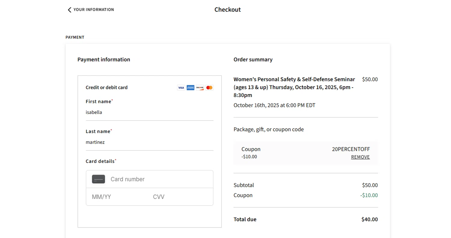 Acuity Scheduling promo code screenshot showing code 20PERCENTOFF applied at Acuity Scheduling checkout page. Uploaded by SimplyCodes community member Loratadina on Sep 30, 2025