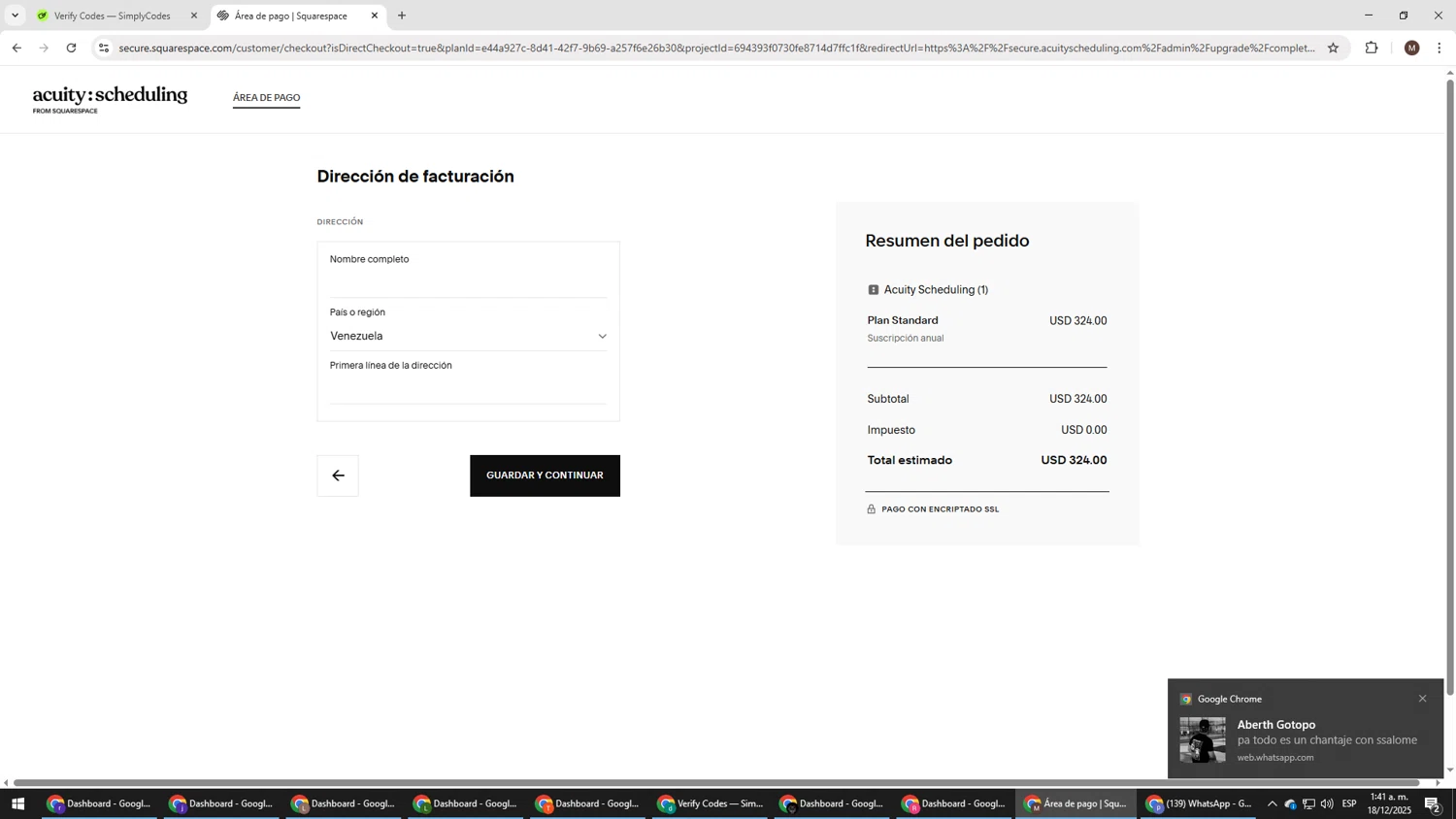 Acuity Scheduling promo code screenshot showing code A12E20 applied at Acuity Scheduling checkout page. Uploaded by SimplyCodes community member KTMCRF on Dec 18, 2025