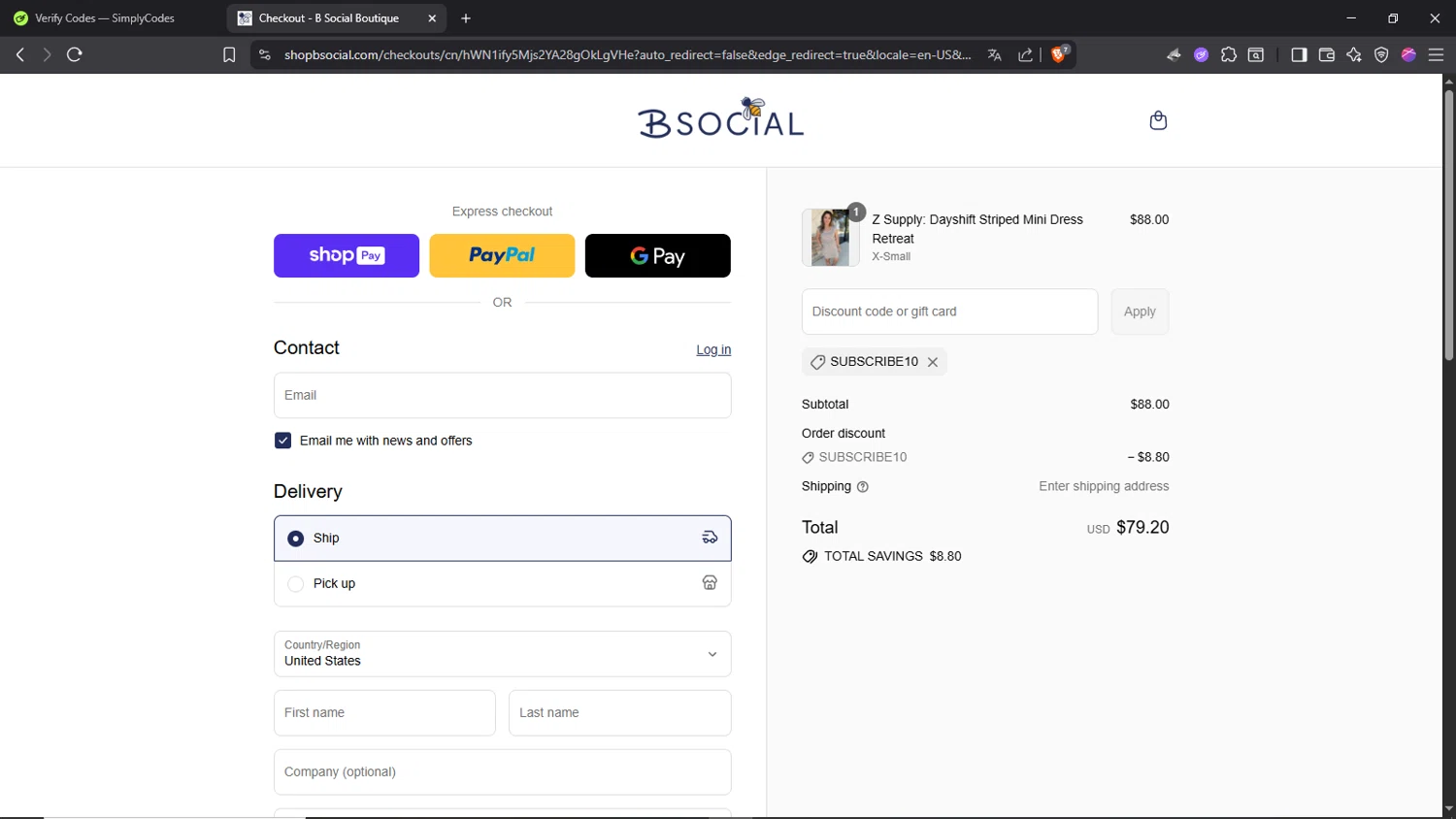 A Cut Above discount code screenshot showing code SUBSCRIBE10 applied at A Cut Above checkout page. Uploaded by SimplyCodes community member Morrachida04 on Aug 12, 2025