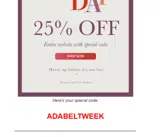 ADABELTWEEK coupon verification screenshot