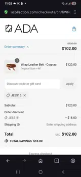 Jess15 coupon verification screenshot