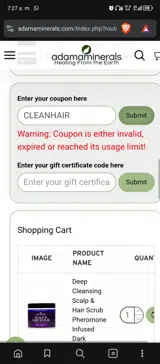 CLEANHAIR coupon verification screenshot