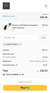 AdaptionX10 coupon verification screenshot