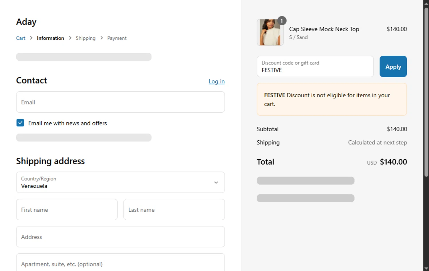 ADAY discount code screenshot showing code FESTIVE applied at ADAY checkout page. Uploaded by SimplyCodes community member SwiftTracker8156 on Jun 2, 2025