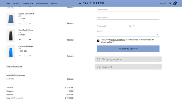 A Day's March checkout page showing A Day's March promo code box | Screenshot taken by SimplyCodes community member on Jul 9, 2025