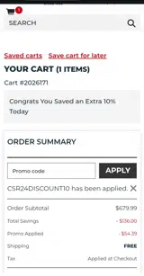 ADCO coupon verification screenshot