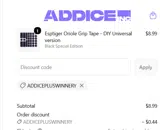 Addice coupon verification screenshot