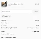 now10 coupon verification screenshot
