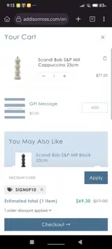 Signup10 coupon verification screenshot