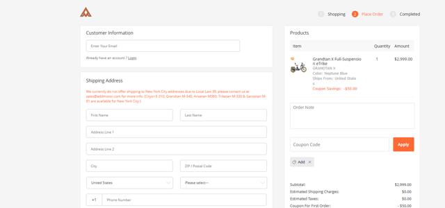 Addmotor checkout page showing Addmotor coupon code box | Screenshot taken by SimplyCodes community member on Sep 15, 2025