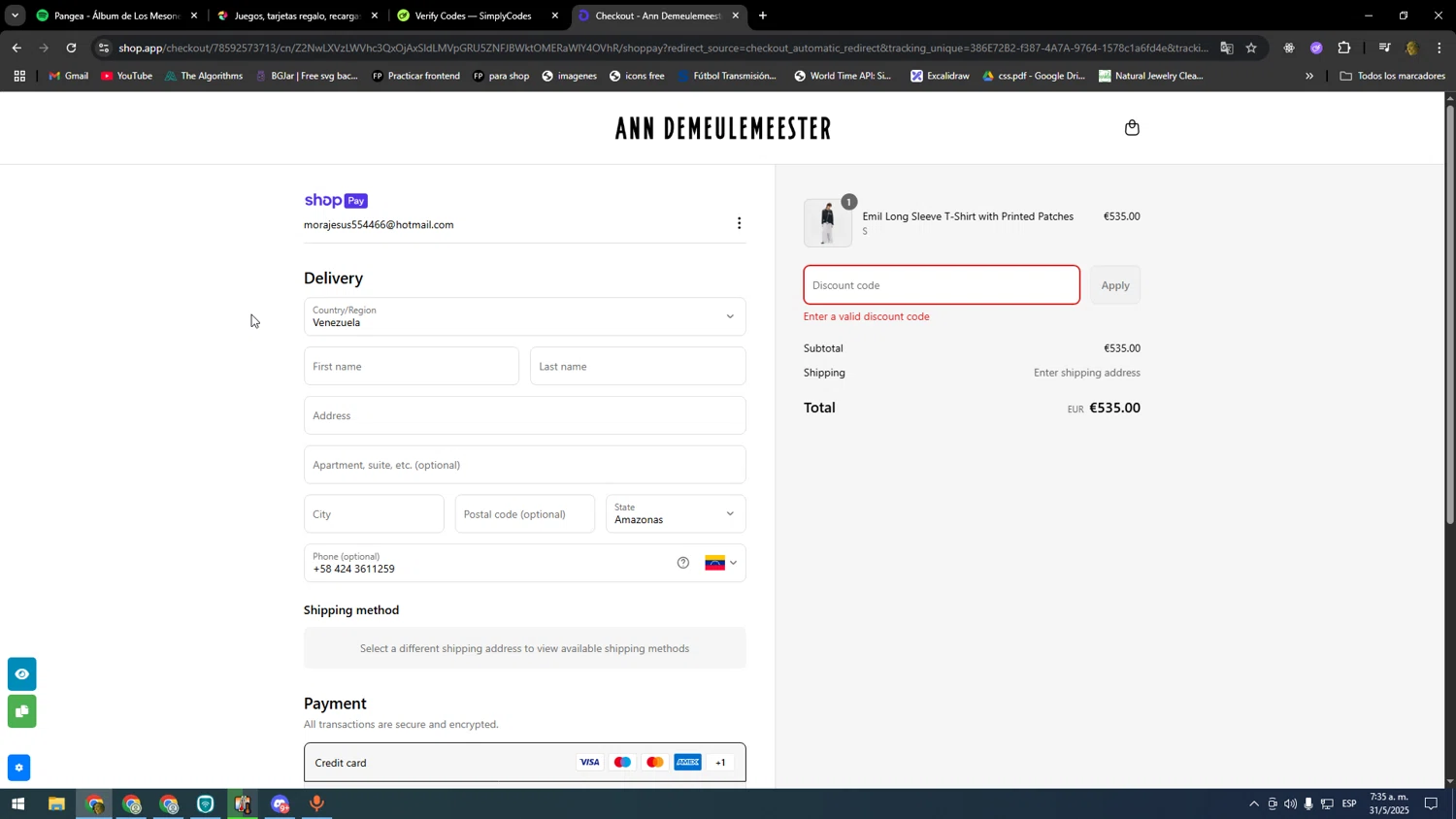 Ann Demeulemeester promo code screenshot showing code 10OFF applied at Ann Demeulemeester checkout page. Uploaded by SimplyCodes community member SOOOOOOOOOOOOOOOOOOOOOOO on May 31, 2025
