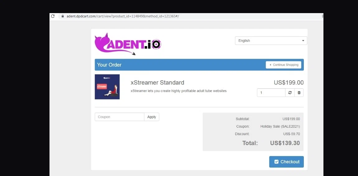 where to use Adent.Io promo code box